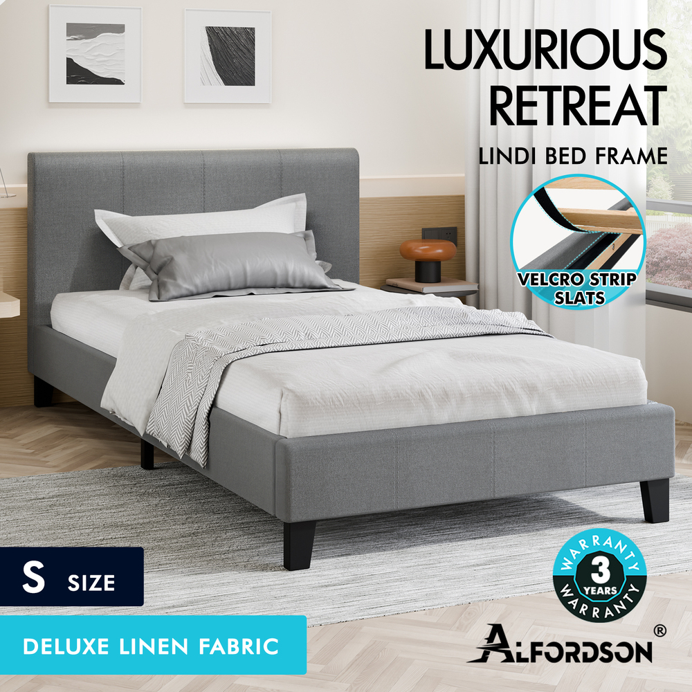 ALFORDSON Bed Frame Queen Double King Single Base Wooden Slats Leather Fabric - Picture 266 of 301