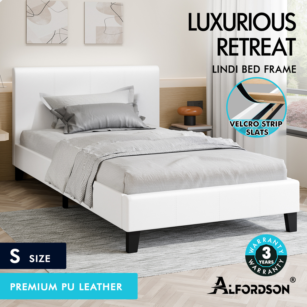 ALFORDSON Bed Frame Queen Double King Single Base Wooden Slats Leather Fabric - Picture 290 of 301
