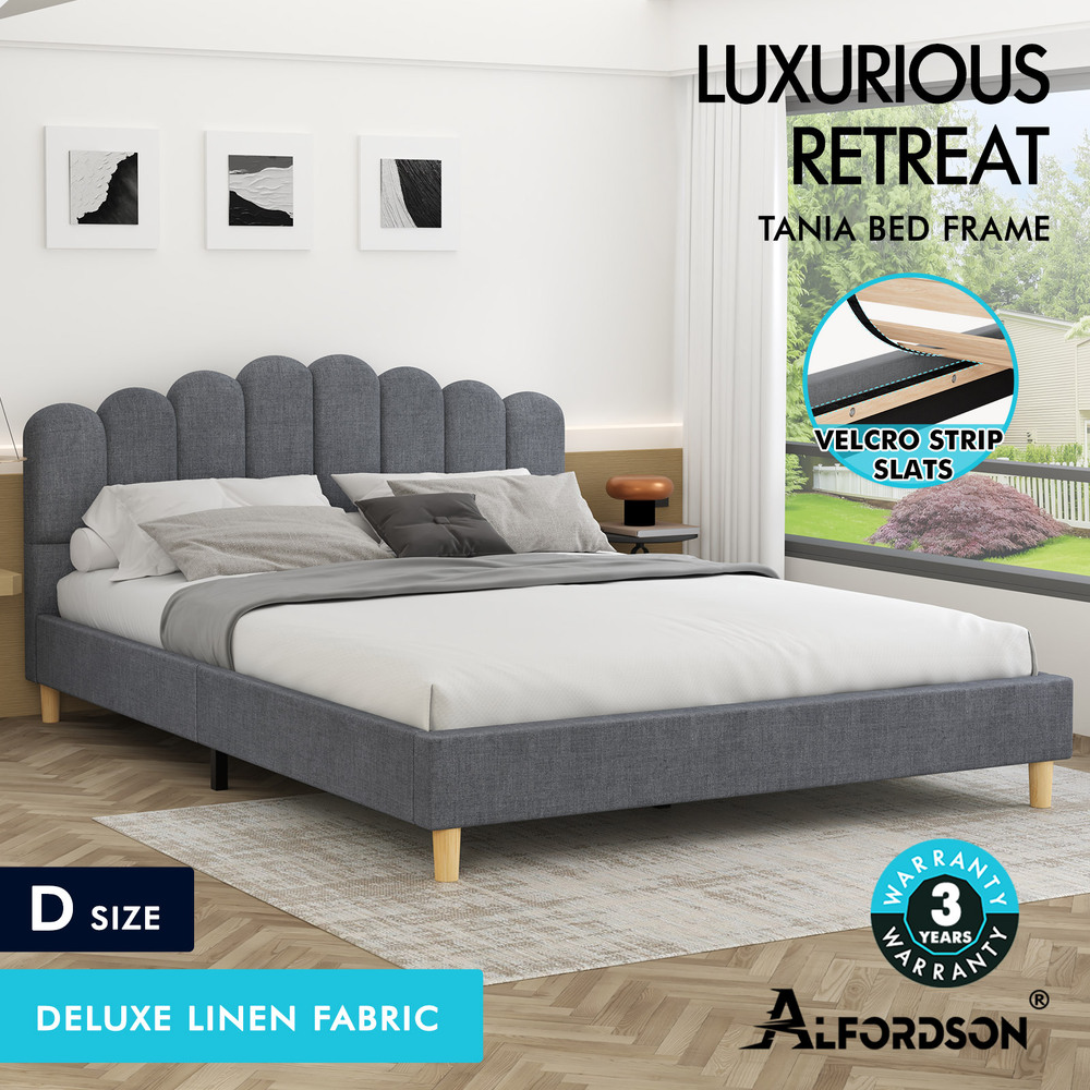 ALFORDSON Bed Frame Queen Double King Single Mattress Base Leather Fabric - Picture 18 of 245