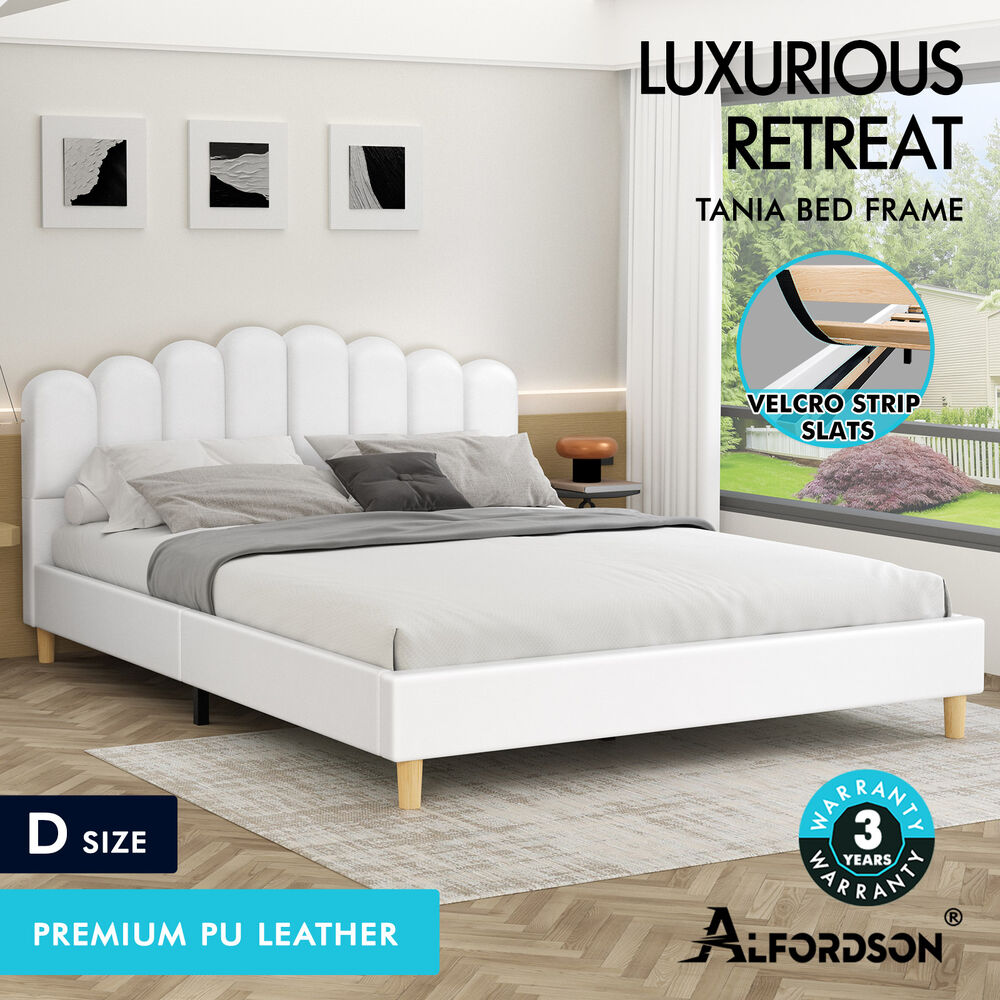 ALFORDSON Bed Frame Queen Double King Single Mattress Base Leather Fabric - Picture 42 of 245