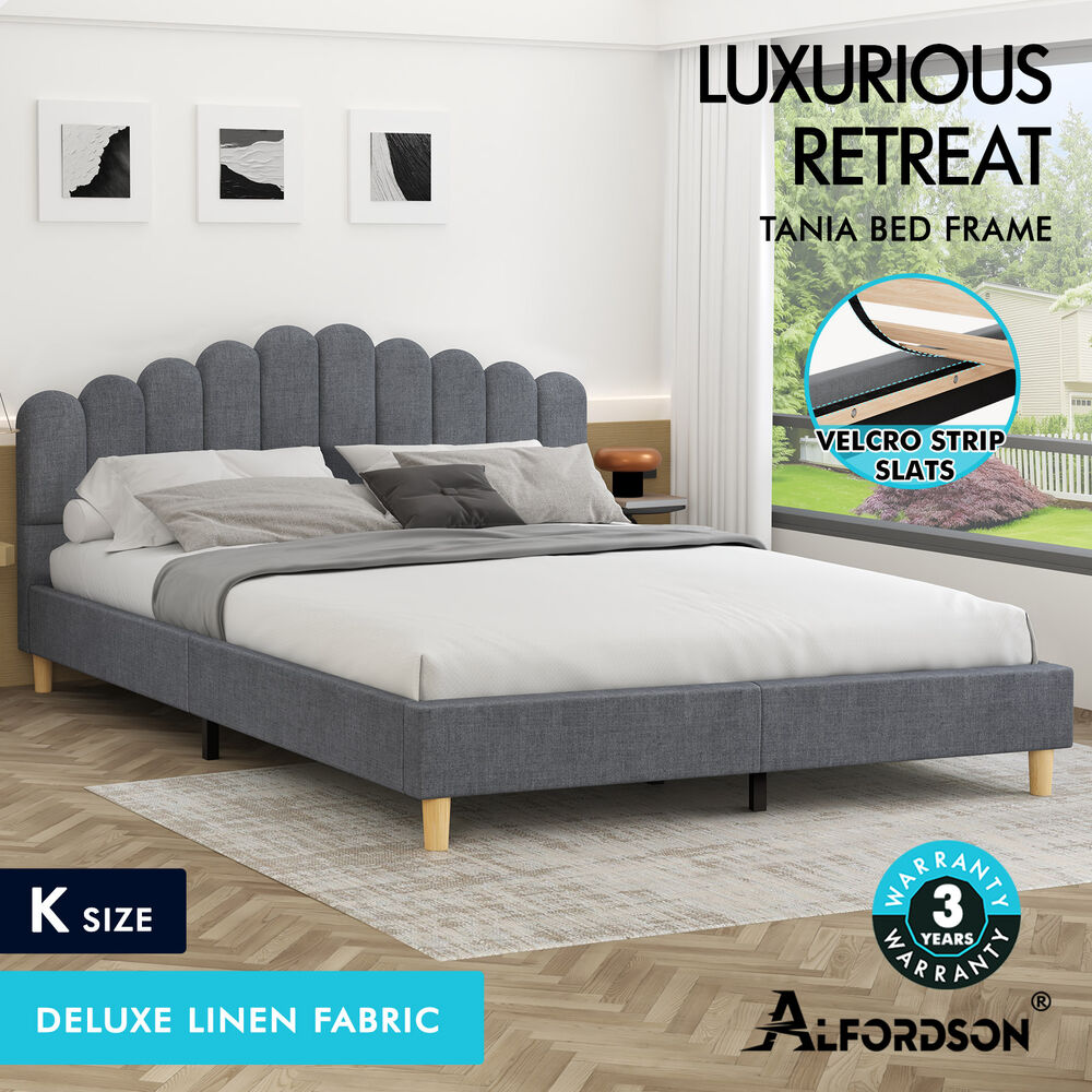 ALFORDSON Bed Frame Queen Double King Single Mattress Base Leather Fabric - Picture 66 of 245
