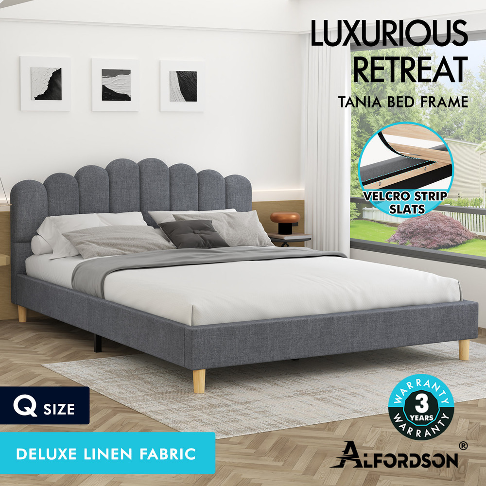 ALFORDSON Bed Frame Queen Double King Single Mattress Base Leather Fabric - Picture 162 of 245