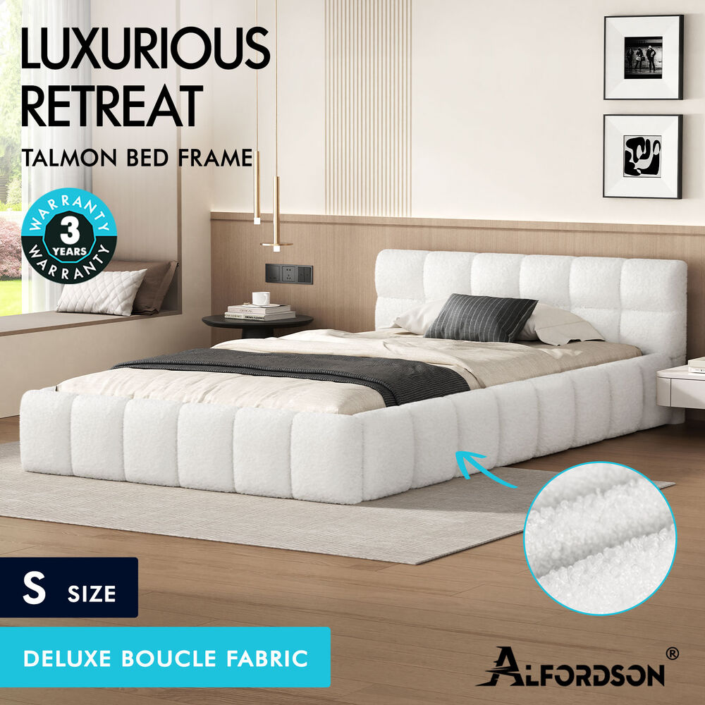 ALFORDSON Bed Frame Queen Double King Single Size Tufted Headboard Boucle Velvet - Picture 74 of 91