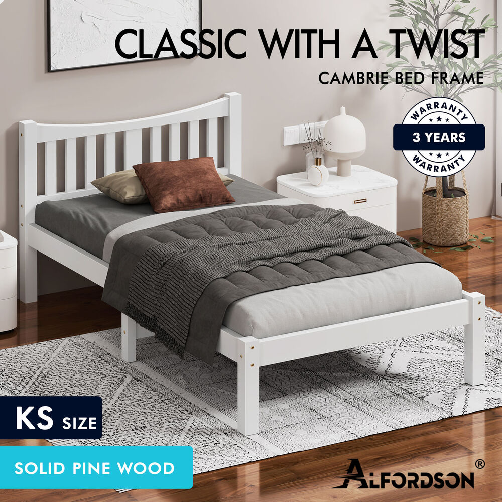 ALFORDSON Bed Frame Queen Double King Single Size Wooden Mattress Base White/Oak - Picture 433 of 864
