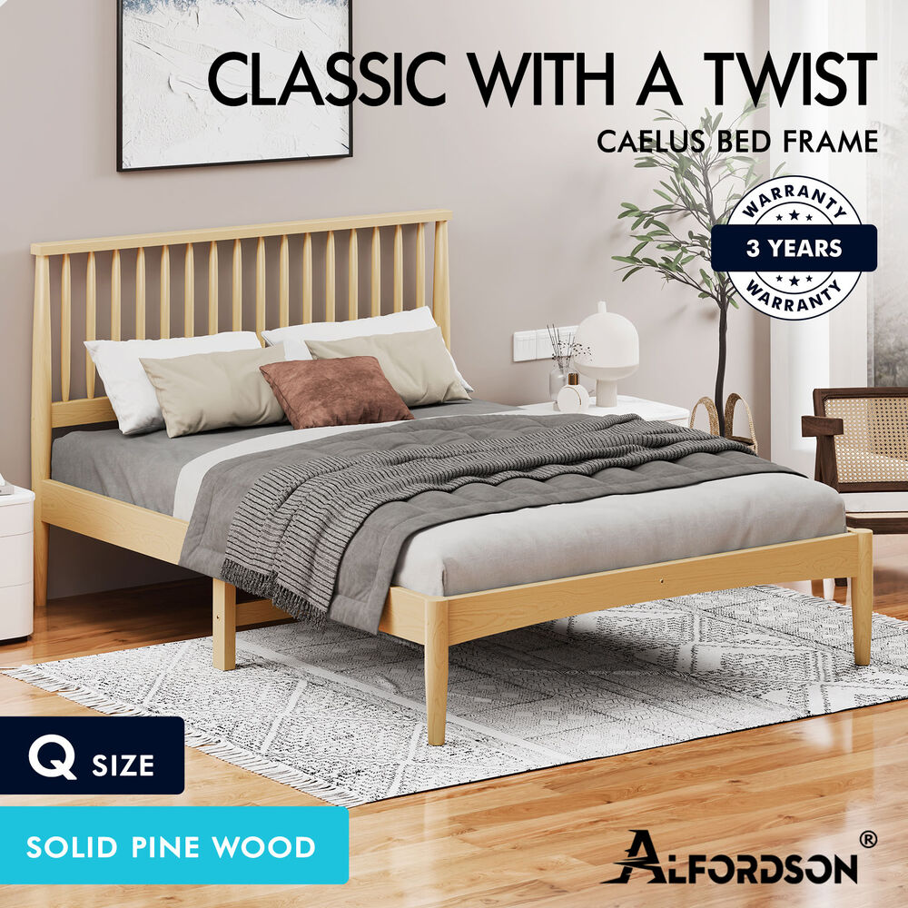 ALFORDSON Bed Frame Queen Double King Single Size Wooden Mattress Base White/Oak - Picture 541 of 864