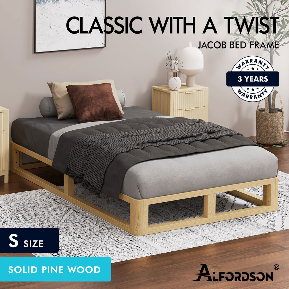 ALFORDSON Bed Frame Queen Double King Single Size Wooden Mattress Base White/Oak - Picture 613 of 864