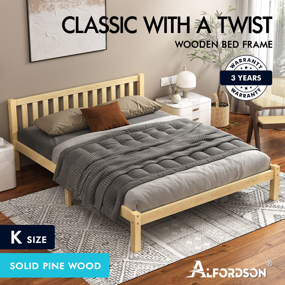 ALFORDSON Bed Frame Queen Double King Single Size Wooden Mattress Base White/Oak - Picture 169 of 864