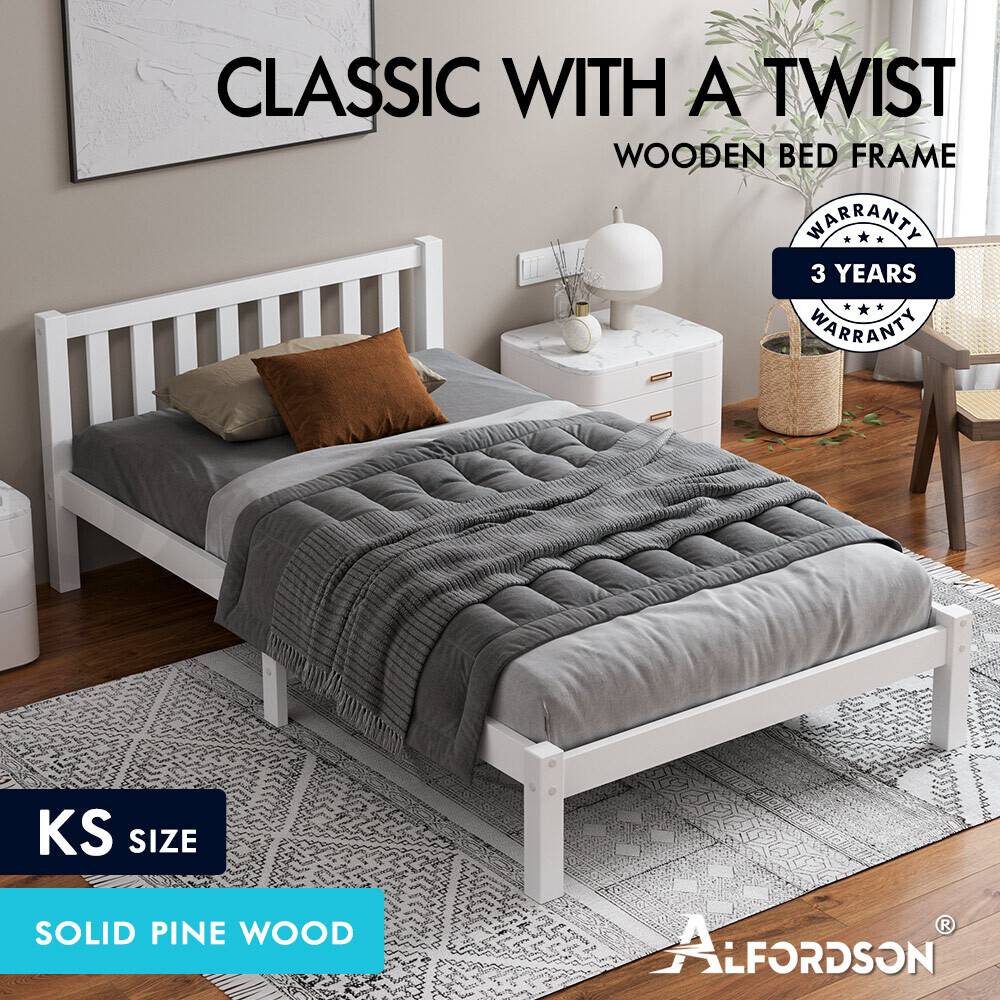 ALFORDSON Bed Frame Queen Double King Single Size Wooden Mattress Base White/Oak - Picture 109 of 864