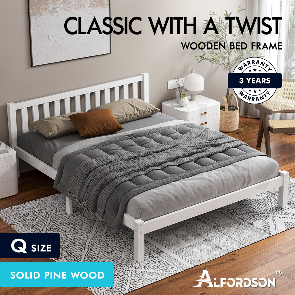 ALFORDSON Bed Frame Queen Double King Single Size Wooden Mattress Base Fenella - Picture 45 of 146