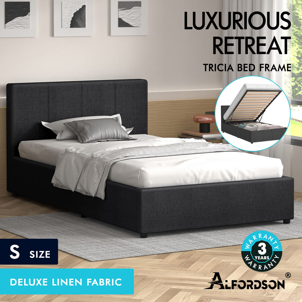 ALFORDSON Bed Frame Double Queen King RGB LED Gas Lift Storage Base Leather - Picture 267 of 1,903