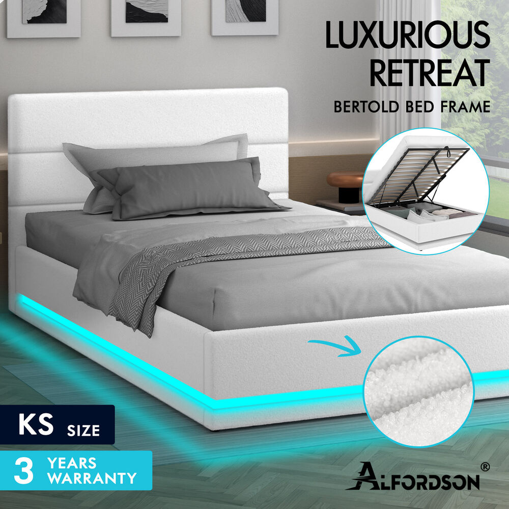 ALFORDSON Bed Frame Queen Double King Single RGB LED Gas Lift Storage Base - Picture 122 of 301