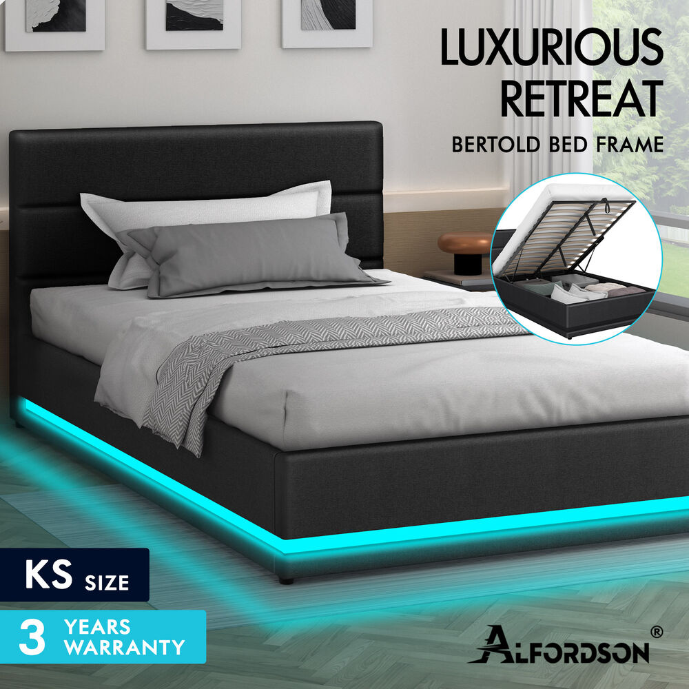 ALFORDSON Bed Frame Queen Double King Single RGB LED Gas Lift Storage Base - Picture 134 of 301