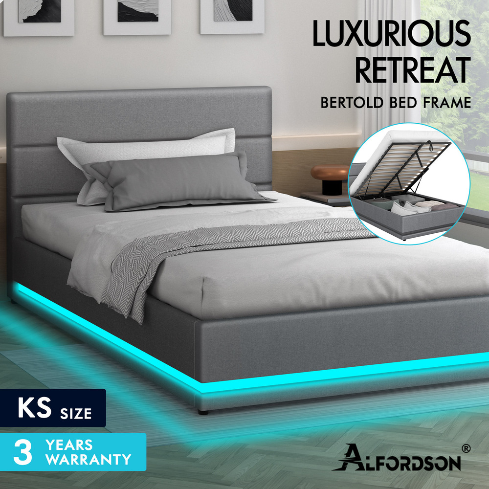 ALFORDSON Bed Frame Queen Double King Single RGB LED Gas Lift Storage Base - Picture 146 of 301