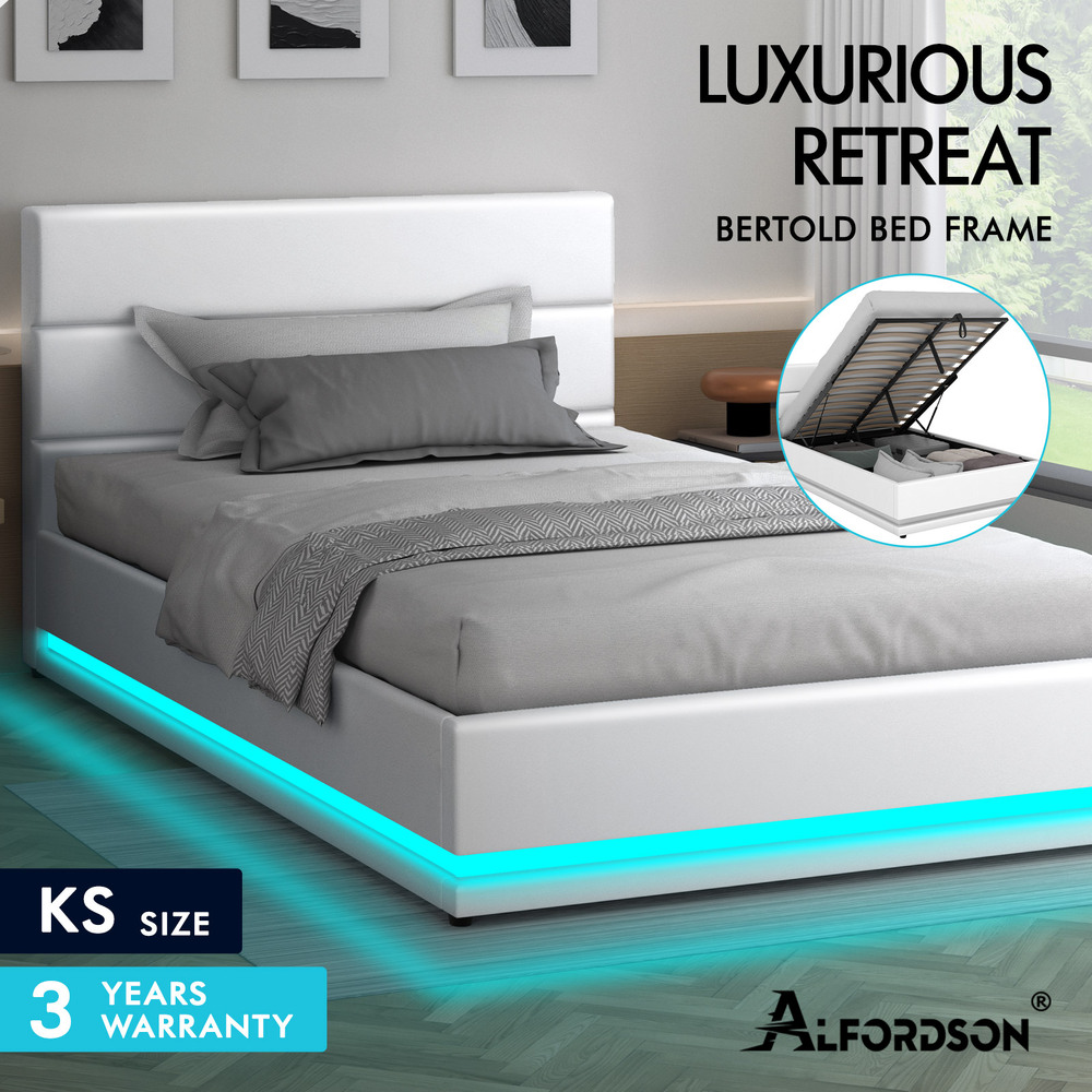 ALFORDSON Bed Frame Queen Double King Single RGB LED Gas Lift Storage Base - Picture 170 of 301