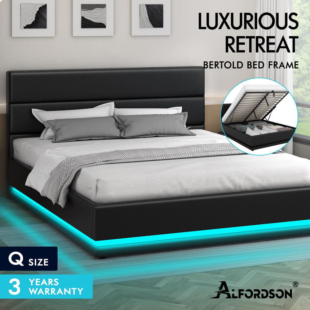 ALFORDSON Bed Frame Queen Double King Single RGB LED Gas Lift Storage Base - Picture 218 of 301