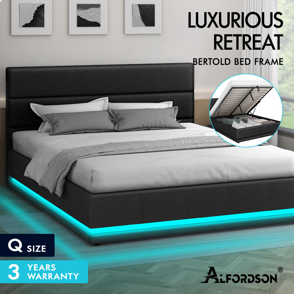 ALFORDSON Bed Frame Queen Double King Single RGB LED Gas Lift Storage Base - Picture 194 of 301