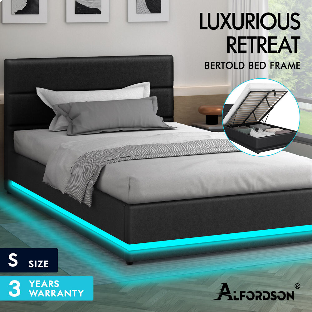 ALFORDSON Bed Frame Queen Double King Single RGB LED Gas Lift Storage Base - Picture 254 of 301