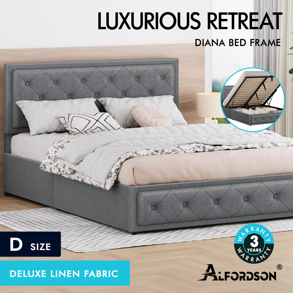 ALFORDSON Bed Frame Double Queen King RGB LED Gas Lift Storage Base Leather - Picture 495 of 1,903