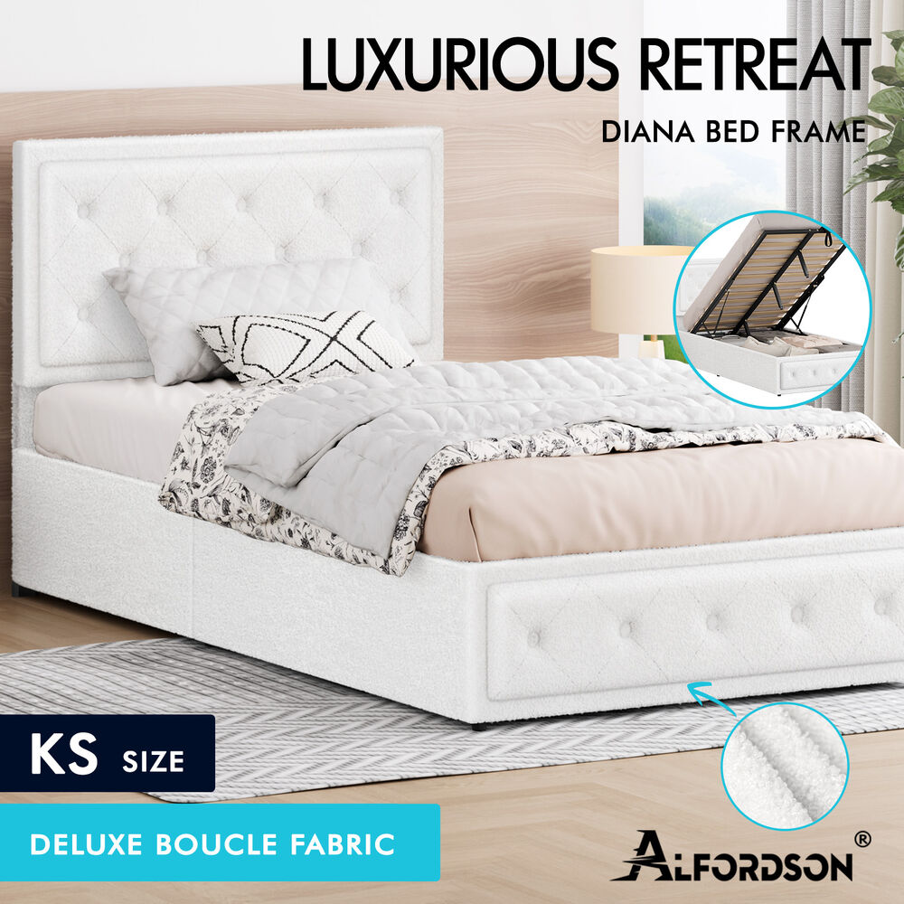 ALFORDSON Bed Frame Double Queen King RGB LED Gas Lift Storage Base Leather - Picture 1,857 of 1,903