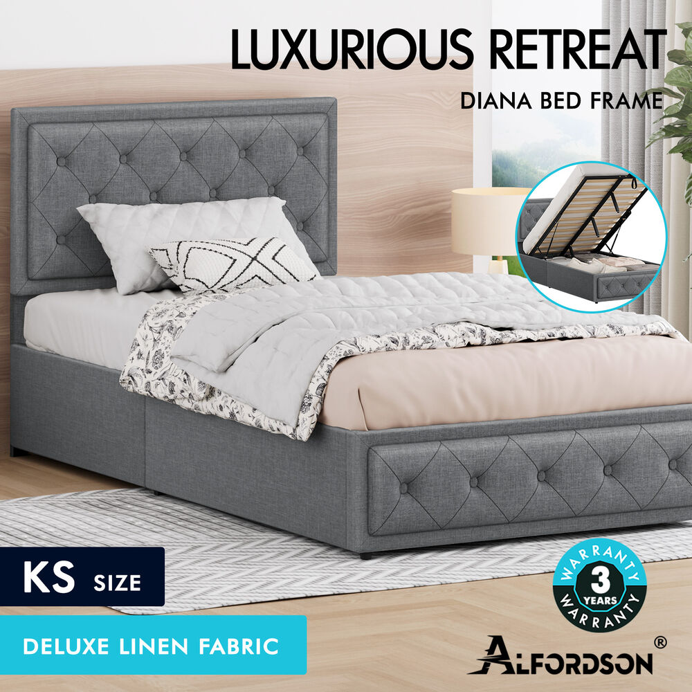 ALFORDSON Bed Frame Double Queen King RGB LED Gas Lift Storage Base Leather - Picture 567 of 1,903