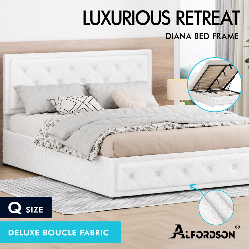 ALFORDSON Bed Frame Double Queen King RGB LED Gas Lift Storage Base Leather - Picture 1,869 of 1,903