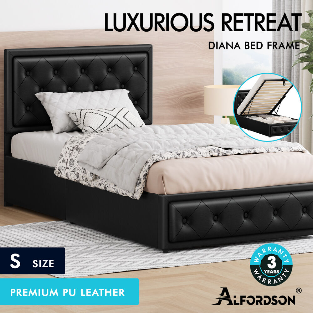 ALFORDSON Bed Frame Double Queen King RGB LED Gas Lift Storage Base Leather - Picture 627 of 1,903