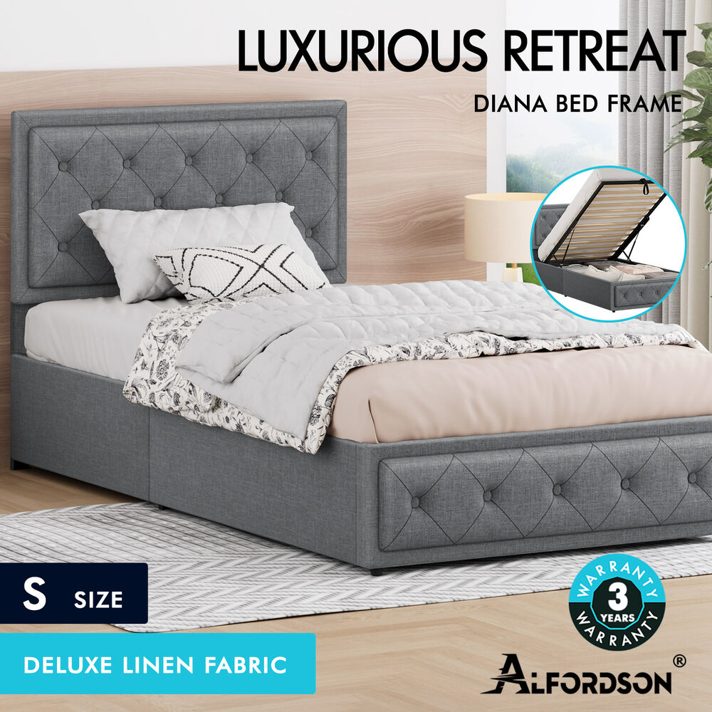 ALFORDSON Bed Frame Double Queen King RGB LED Gas Lift Storage Base Leather - Picture 638 of 1,903