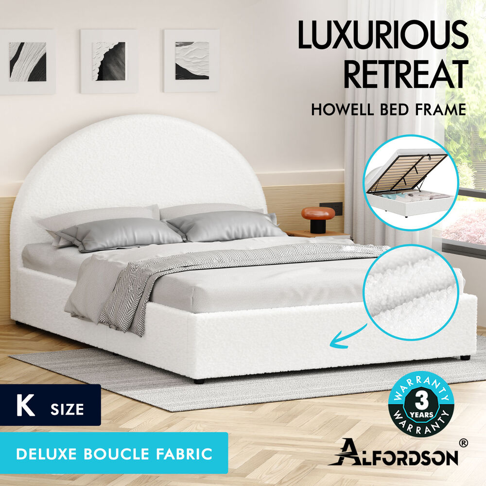 ALFORDSON Bed Frame Queen Double King Single Gas Lift-up Storage Leather Boucle - Picture 54 of 239