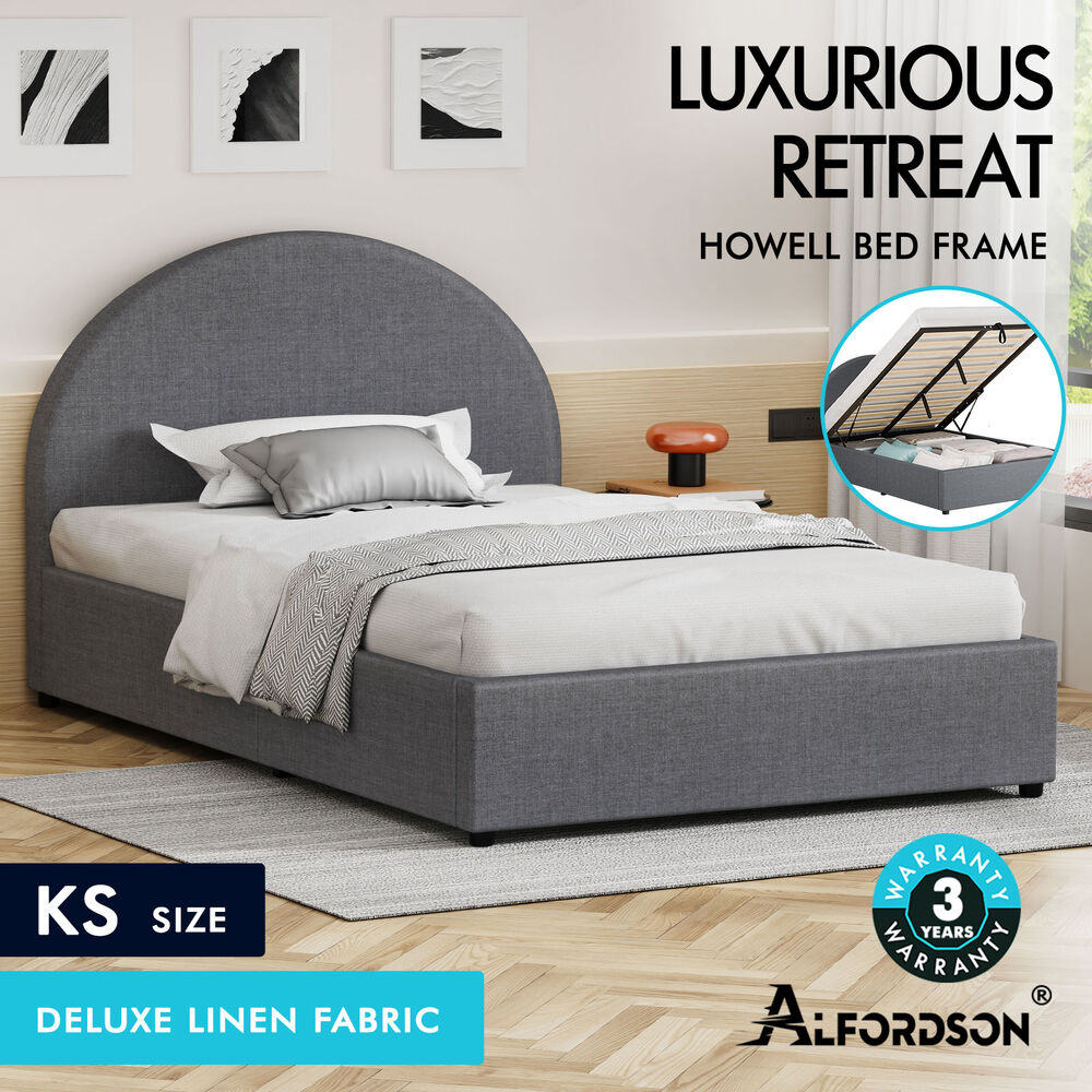 ALFORDSON Bed Frame Queen Double King Single Gas Lift-up Storage Leather Boucle - Picture 114 of 239
