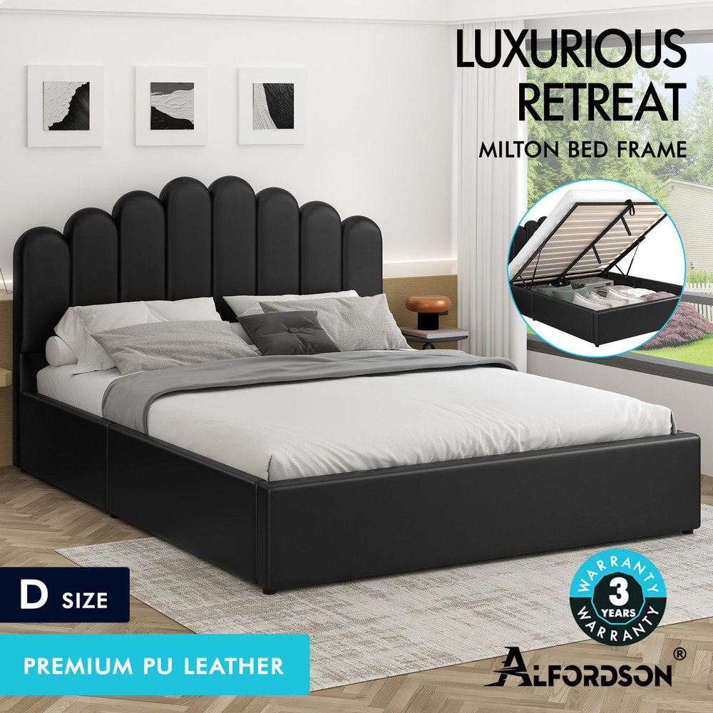 ALFORDSON Bed Frame Queen Double King Single Gas Lift Storage Leather Boucle - Picture 30 of 244