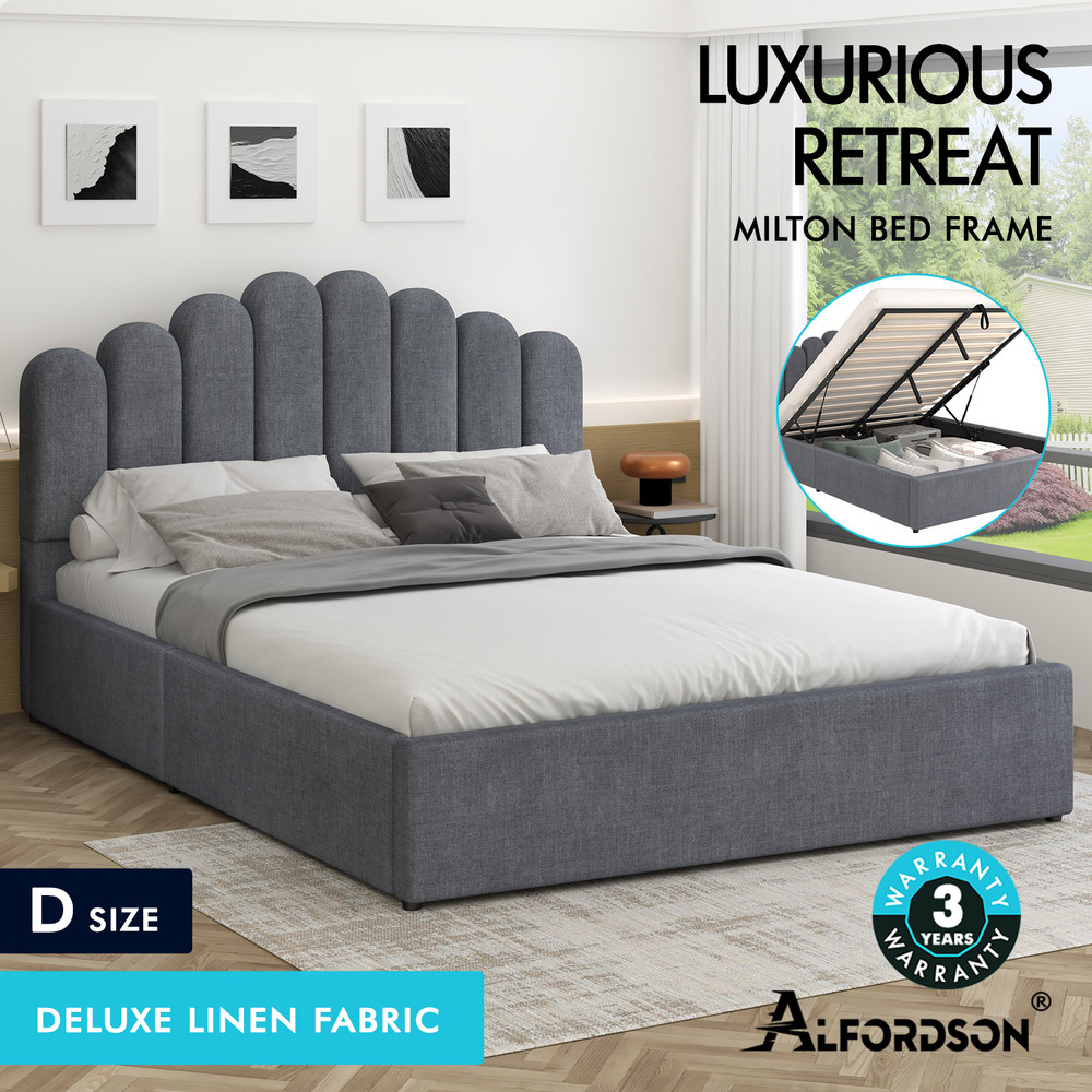 ALFORDSON Bed Frame Queen Double King Single Gas Lift Storage Leather Boucle - Picture 18 of 244