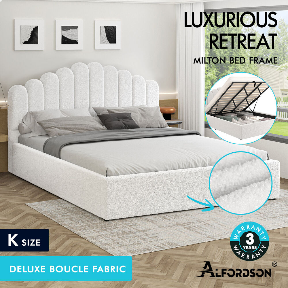 ALFORDSON Bed Frame Queen Double King Single Gas Lift Storage Leather Boucle - Picture 54 of 244