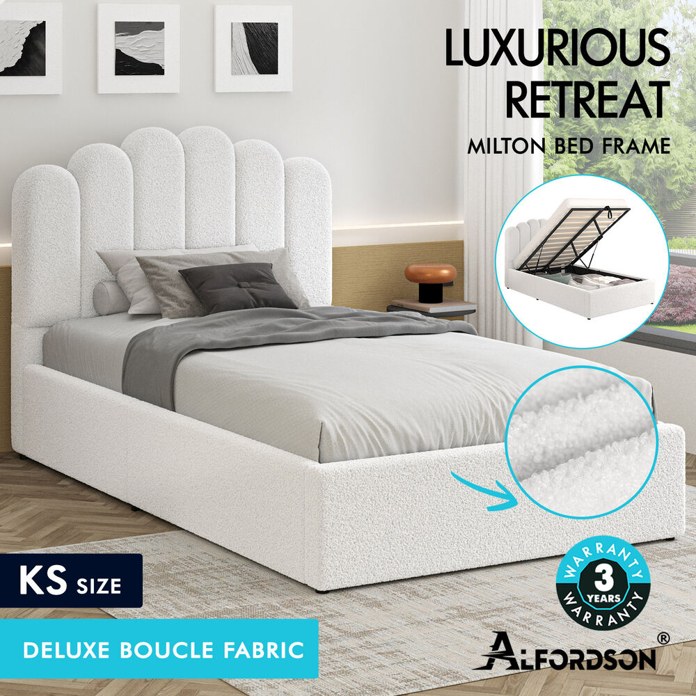 ALFORDSON Bed Frame Queen Double King Single Gas Lift Storage Leather Boucle - Picture 102 of 244