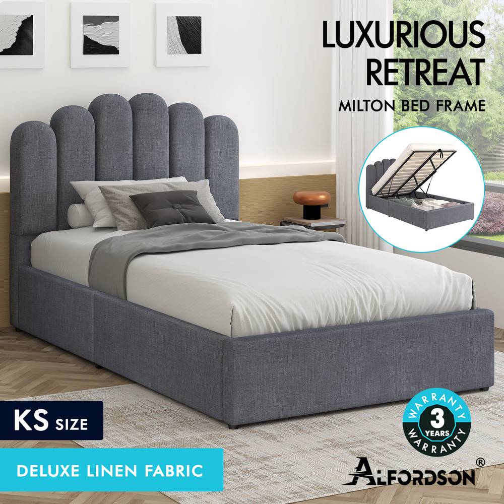ALFORDSON Bed Frame Queen Double King Single Gas Lift Storage Leather Boucle - Picture 114 of 244