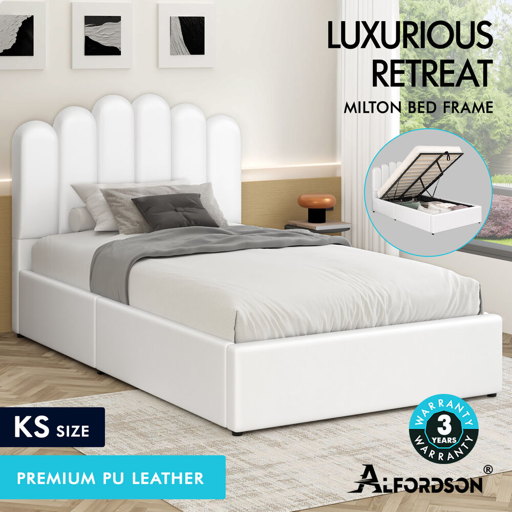 ALFORDSON Bed Frame Queen Double King Single Gas Lift Storage Leather Boucle - Picture 138 of 244