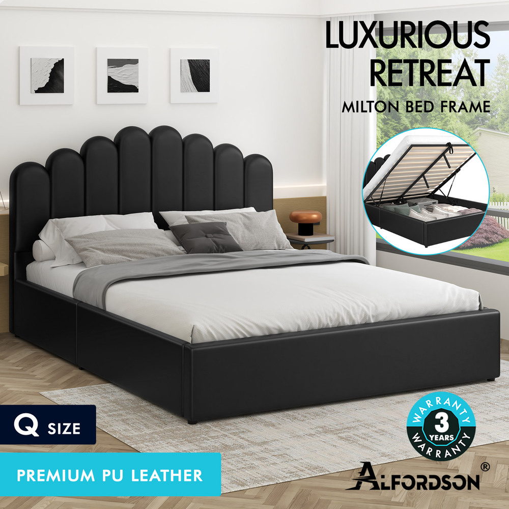 ALFORDSON Bed Frame Queen Double King Single Gas Lift Storage Leather Boucle - Picture 174 of 244