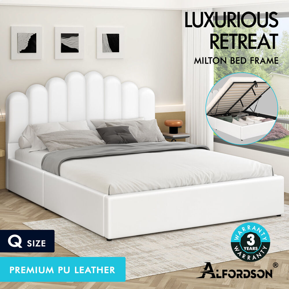 ALFORDSON Bed Frame Queen Double King Single Gas Lift Storage Leather Boucle - Picture 185 of 244