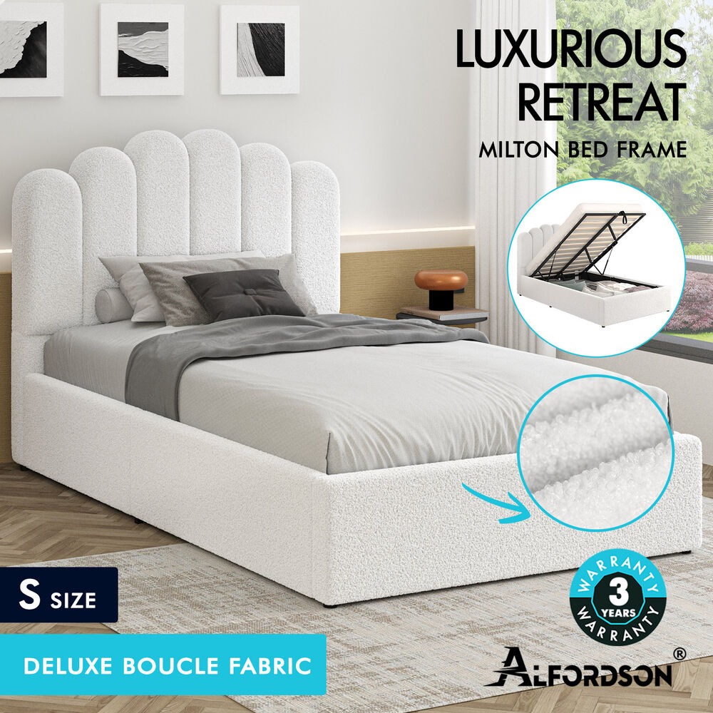 ALFORDSON Bed Frame Queen Double King Single Gas Lift Storage Leather Boucle - Picture 197 of 244