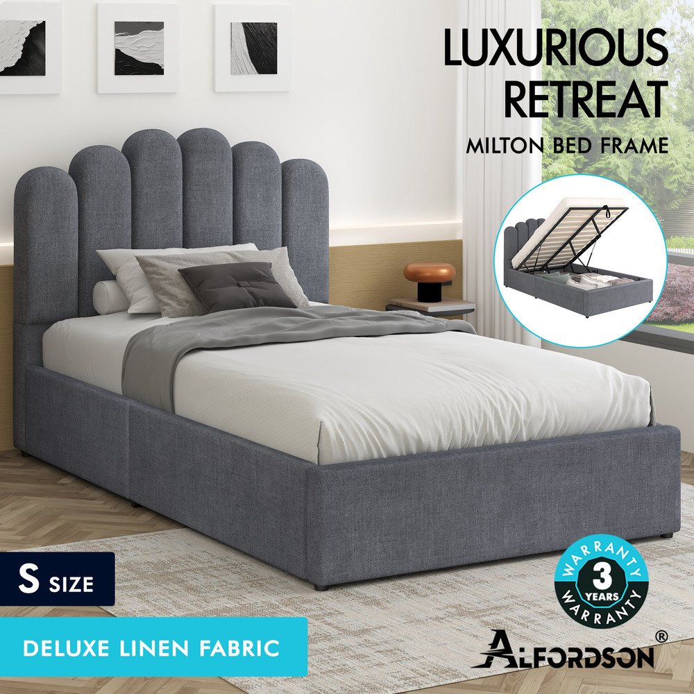 ALFORDSON Bed Frame Double Queen King RGB LED Gas Lift Storage Base Leather - Picture 1,341 of 1,903