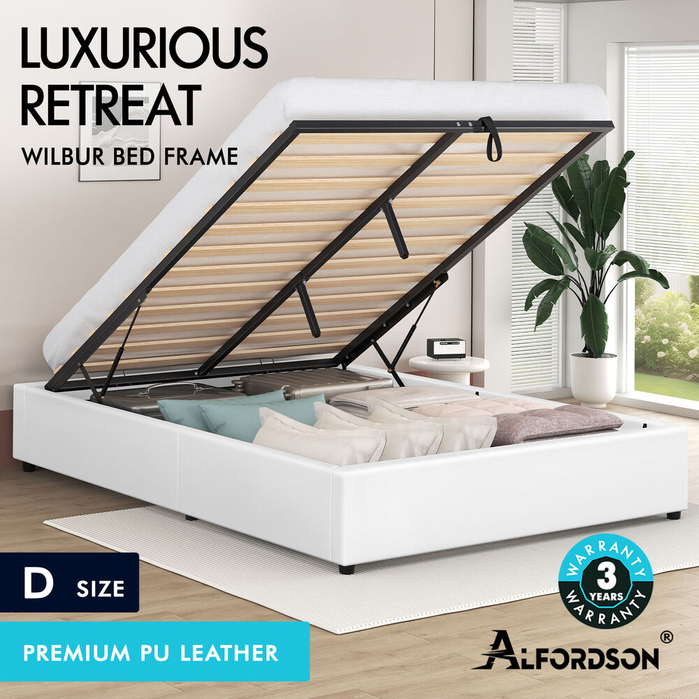 ALFORDSON Bed Frame Queen Double King Single Gas Lift Storage Fabric Boucle - Picture 62 of 361