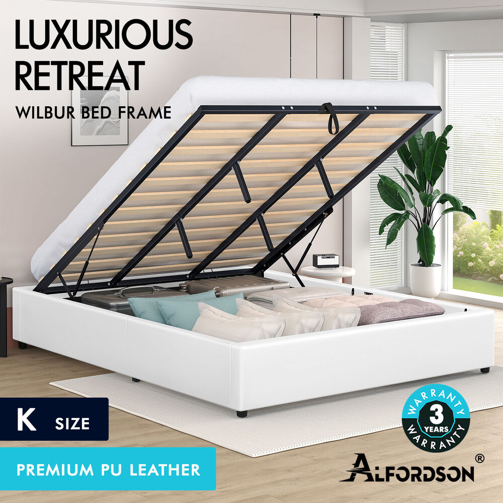 ALFORDSON Bed Frame Queen Double King Single Gas Lift Storage Fabric Boucle - Picture 134 of 361