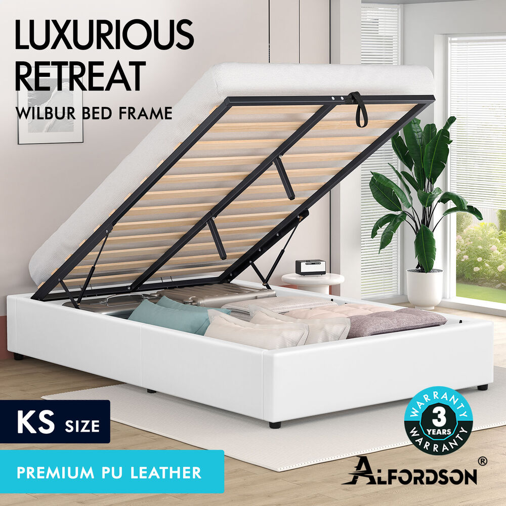 ALFORDSON Bed Frame Queen Double King Single Gas Lift Storage Fabric Boucle - Picture 206 of 361