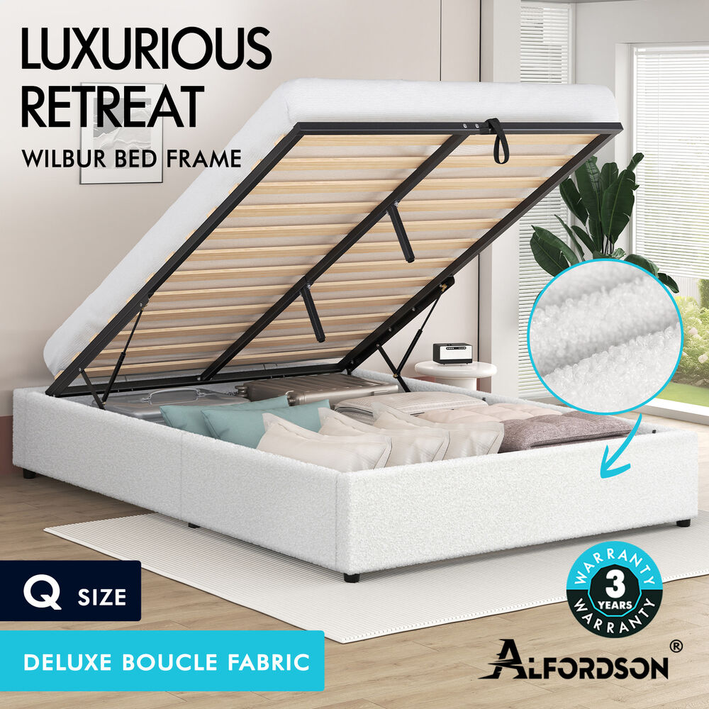 ALFORDSON Bed Frame Double Queen King RGB LED Gas Lift Storage Base Leather - Picture 1,593 of 1,903