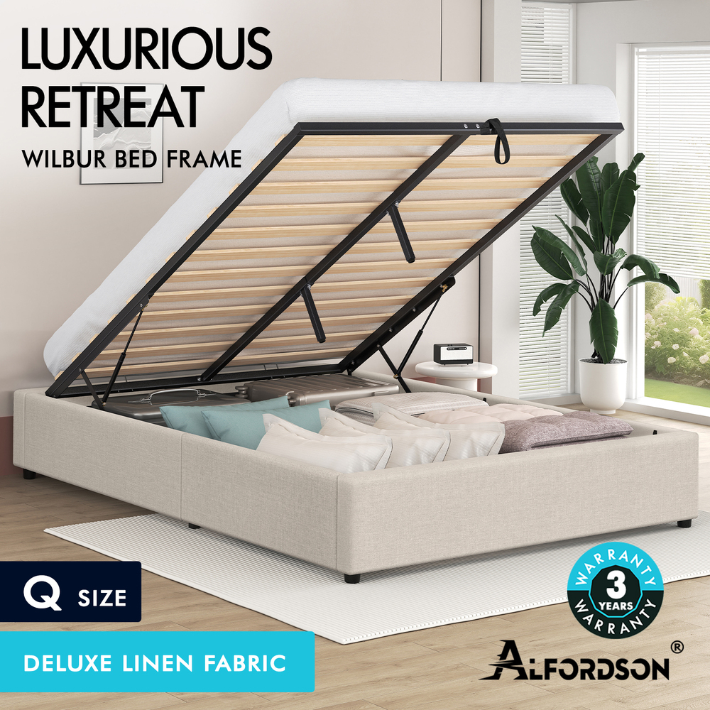 ALFORDSON Bed Frame Double Queen King RGB LED Gas Lift Storage Base Leather - Picture 1,605 of 1,903