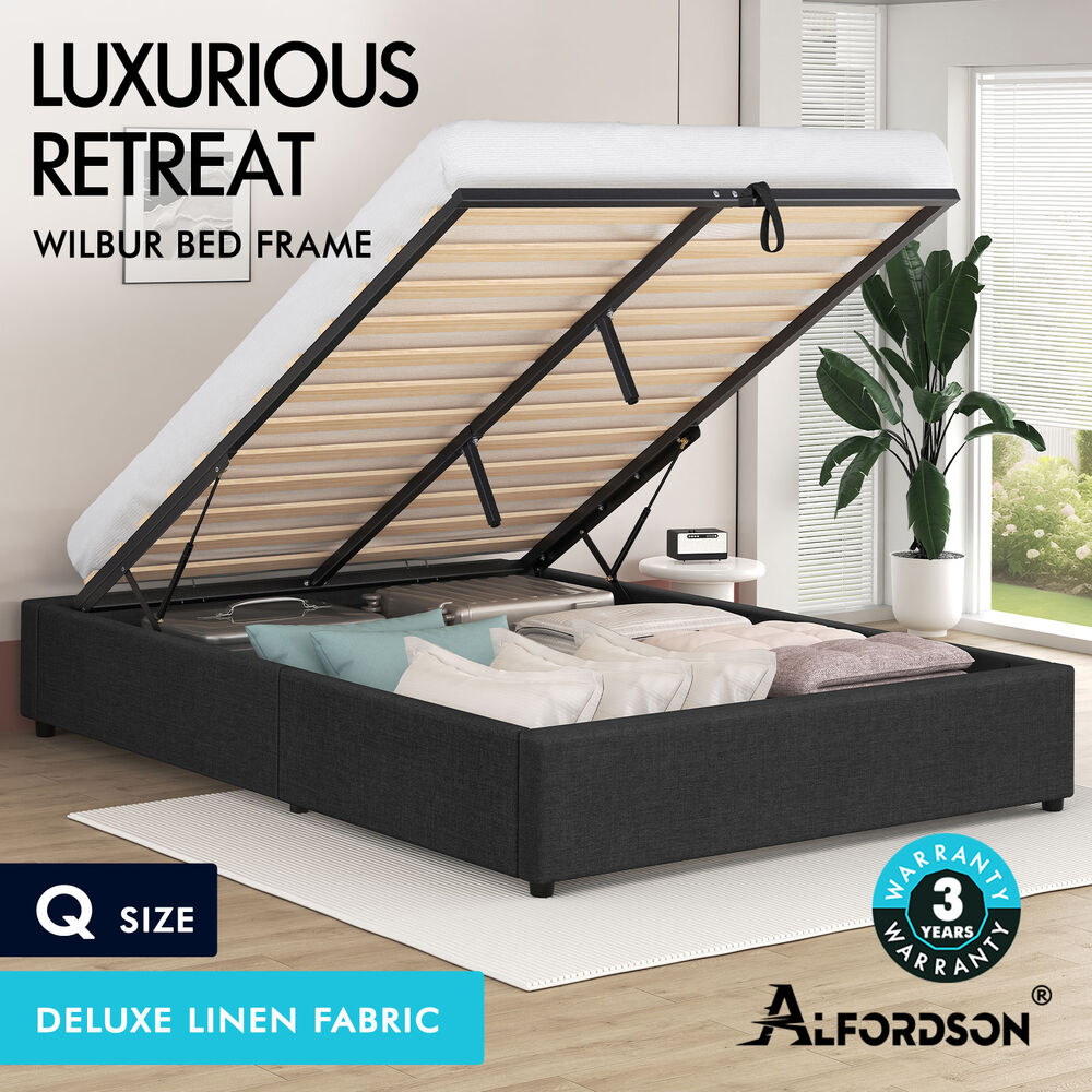 ALFORDSON Bed Frame Queen Double King Single Gas Lift Storage Fabric Boucle - Picture 230 of 361