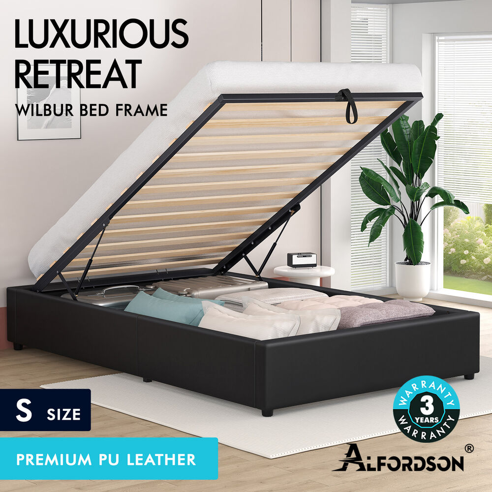 ALFORDSON Bed Frame Double Queen King RGB LED Gas Lift Storage Base Leather - Picture 1,653 of 1,903