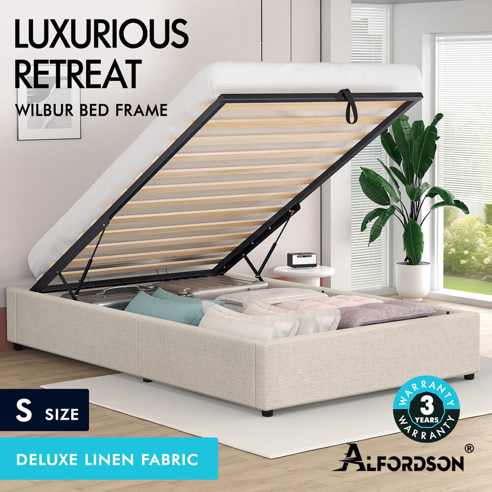 ALFORDSON Bed Frame Double Queen King RGB LED Gas Lift Storage Base Leather - Picture 1,677 of 1,903
