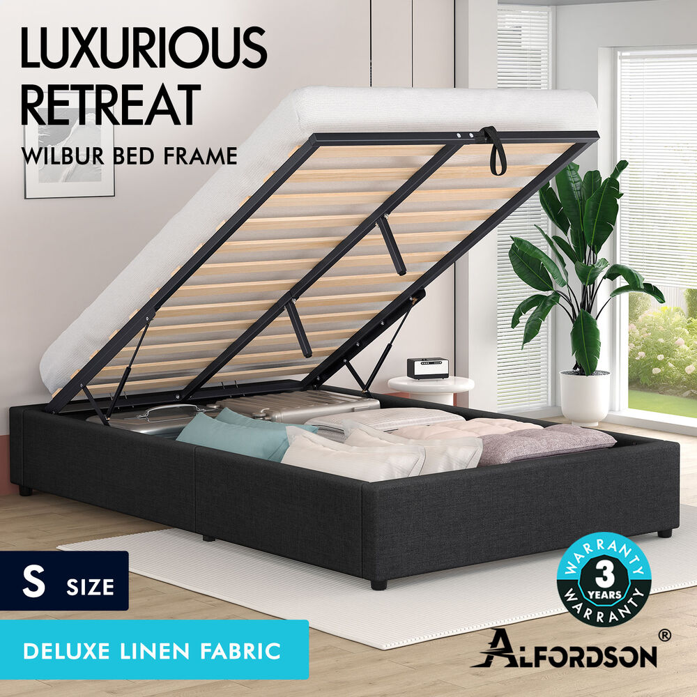 ALFORDSON Bed Frame Queen Double King Single Gas Lift Storage Fabric Boucle - Picture 314 of 361