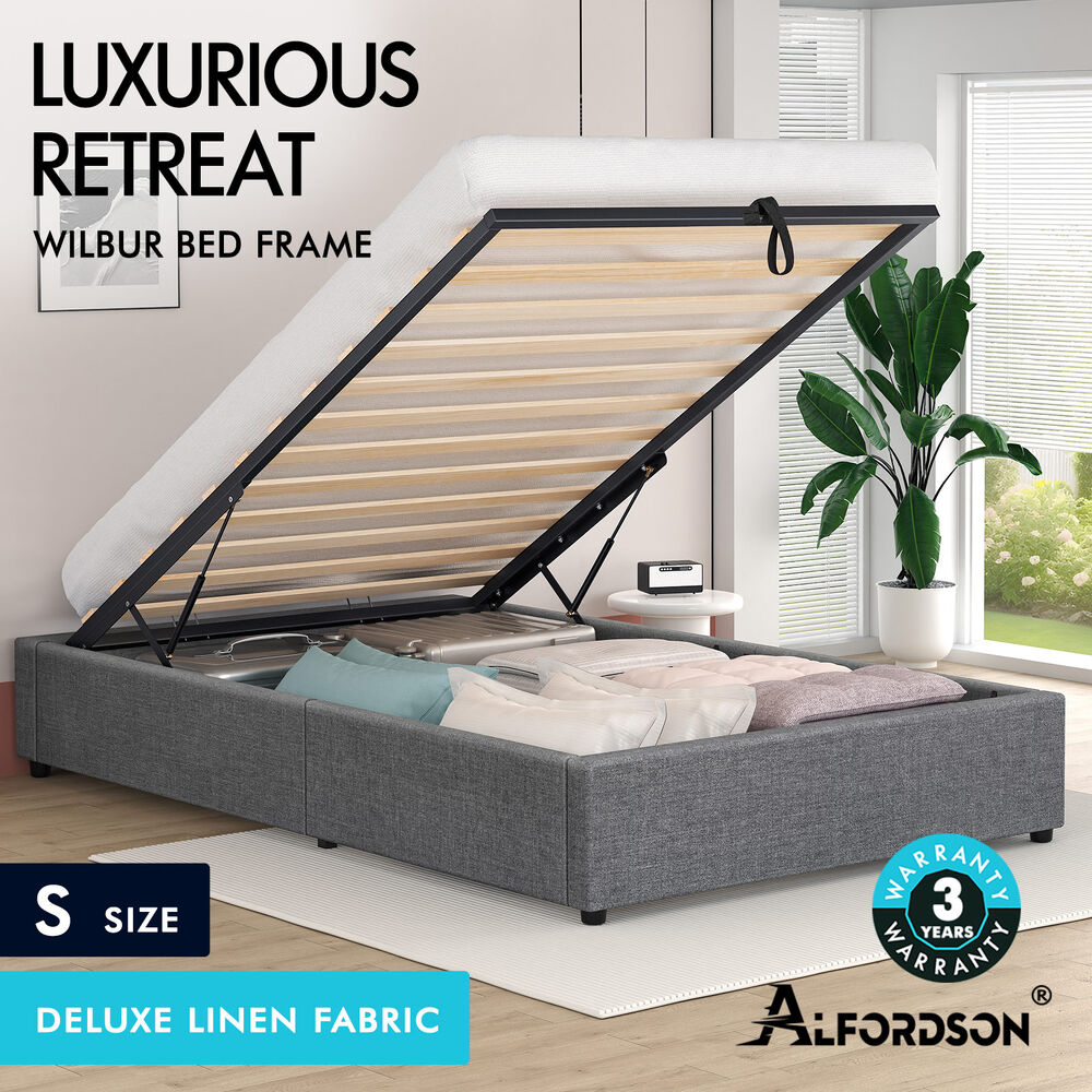 ALFORDSON Bed Frame Double Queen King RGB LED Gas Lift Storage Base Leather - Picture 1,701 of 1,903