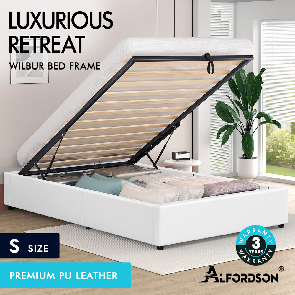ALFORDSON Bed Frame Double Queen King RGB LED Gas Lift Storage Base Leather - Picture 1,713 of 1,903
